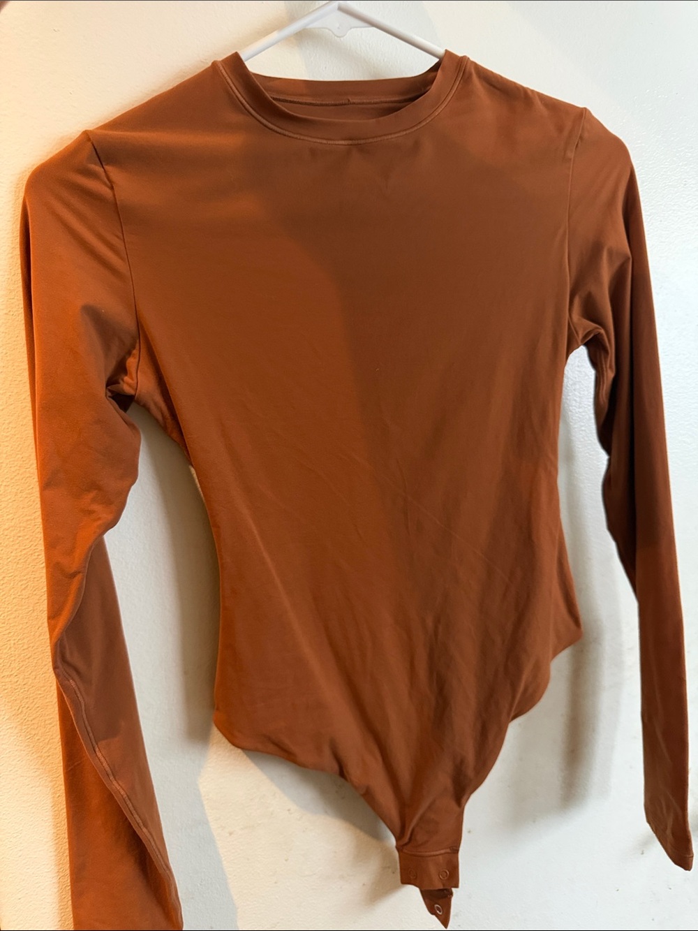 SKIMS Long Sleeve Bodysuit in Rust Brown